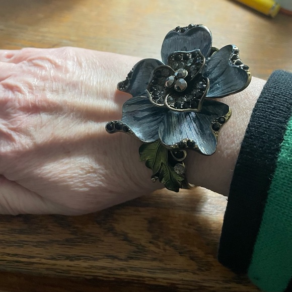 Blue Flower Clamper Bracelet - Picture 2 of 5